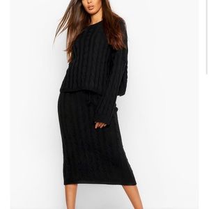 2 Piece Cable Knit Sweater/Skirt Set